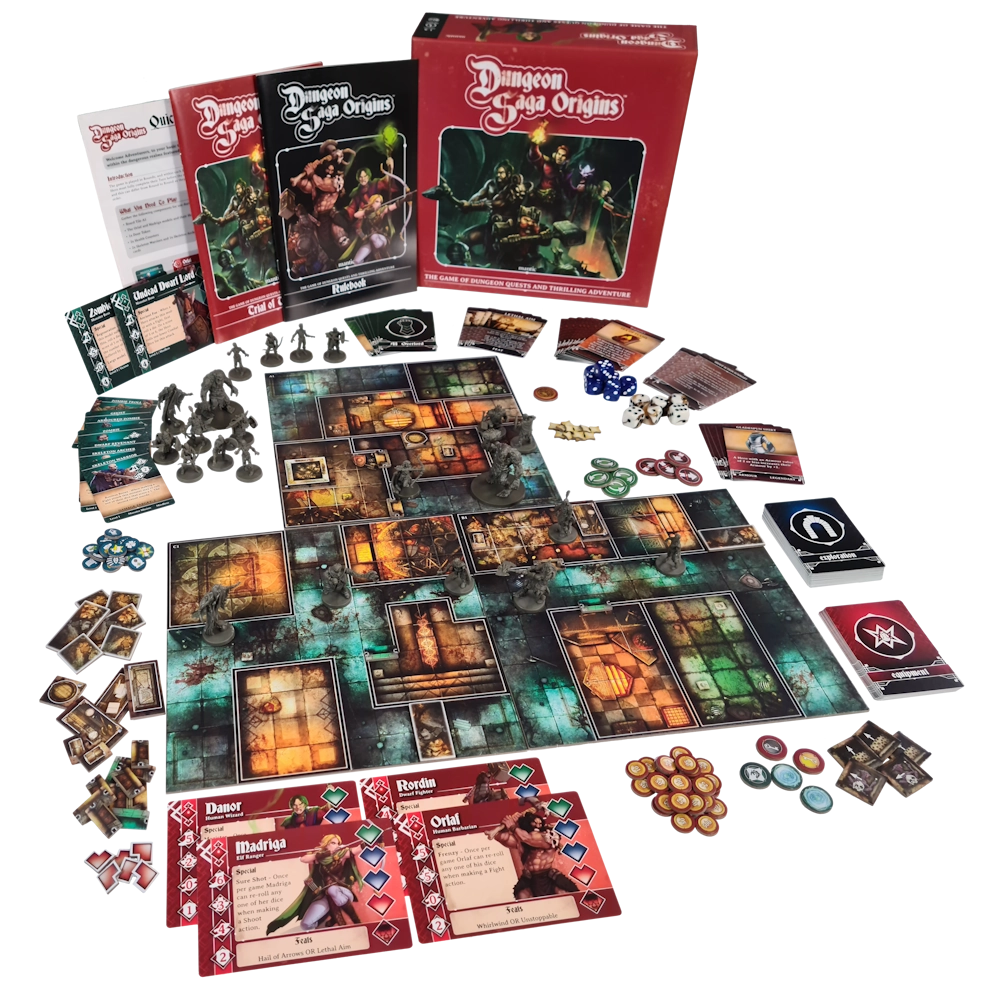 Dungeon Saga Origins Core Game Box Contents